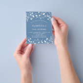 Stofbloem blauwe witte sterren budget verjaardagsu flyer (Hand)