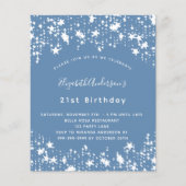 Stofbloem blauwe witte sterren budget verjaardagsu flyer (Voorkant)