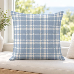 Stofbloem Blauwe Witte Tartan Schotse Ruit Patroon Kussen