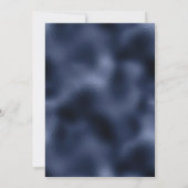 Stofbloem Blauwe Zilveren Bloem Motief Navy Folie Save The Date (Achterkant)