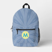 Stofbloem Blauwe Zonneuitbarsting Monogram Bedrukte Rugzak (Voorkant)
