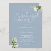 Stofbloem Blauwgroen Hart Script Oefenavondmaal Kaart (Voorkant / Achterkant)