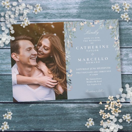 Stofbloem Bloemen Wilde Bloemen Foto Bruiloft Kaart