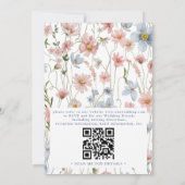Stofbloem Blush Roze Wildflower QR Code Bruiloft Kaart (Achterkant)