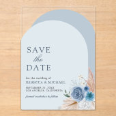 Stofbloem Boog Bruiloft Save the Date Acryl Uitnodigingen (Voorkant)