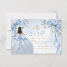 Stofbloem Boog Lint Quinceañera RSVP Kaart