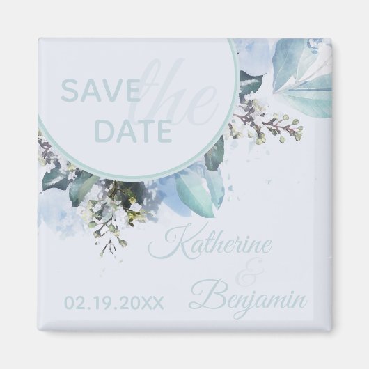 Stofbloem Botanisch Aquarel Save The Date Magneet (Voorkant)