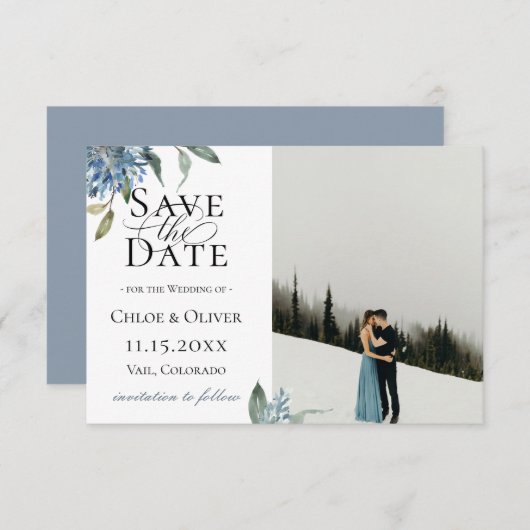 Stofbloem Botanische Foto Save The Date Aankondiging (Voorkant / Achterkant)