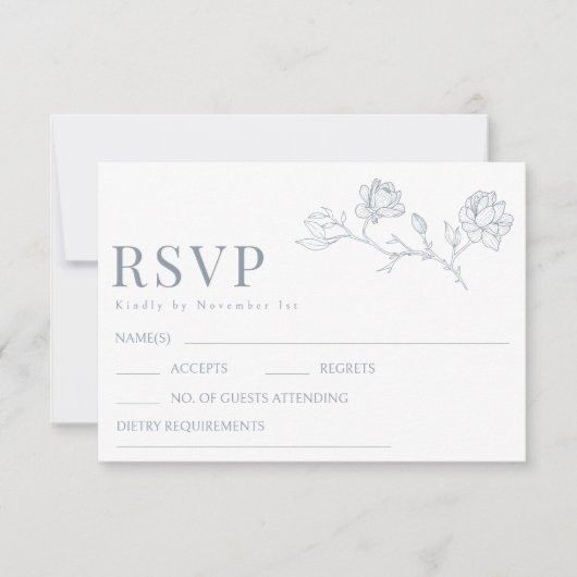 Stofbloem Bruid Bruidegom Monogram Huwelijk RSVP Kaartje (Voorkant)