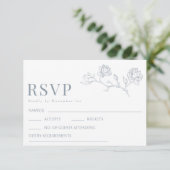 Stofbloem Bruid Bruidegom Monogram Huwelijk RSVP Kaartje (Staand voorkant)