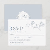 Stofbloem Bruid Bruidegom Monogram Huwelijk RSVP Kaartje (Voorkant / Achterkant)