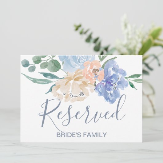 Stofbloem Bruidsboeket gereserveerd bord Kaart (Staand voorkant)