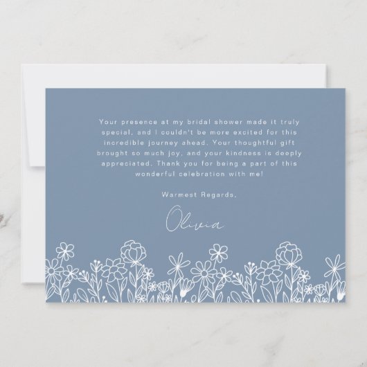 Stofbloem Bruidsbruiloft Bedankkaart (Achterkant)