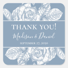 Stofbloem Bruiloft Bedankt Kaart Vierkante Sticker