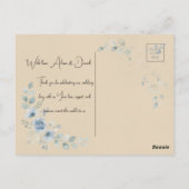 Stofbloem Bruiloft Bedankt Postkaart (Achterkant)