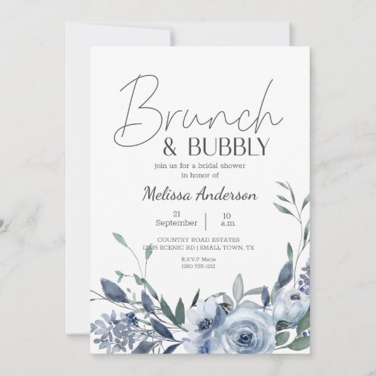 Stofbloem Bruiloft Brunch Bruidsuitnodiging Kaart (Voorkant)