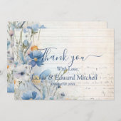 Stofbloem Bruiloft Dankjewel Bedankkaart (Voorkant / Achterkant)