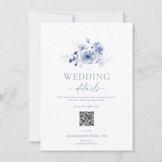 Stofbloem Bruiloft Details Kaart (Voorkant)