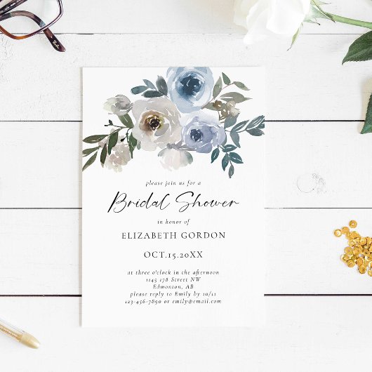 Stofbloem Bruiloft Florale Elegante Script Kaart