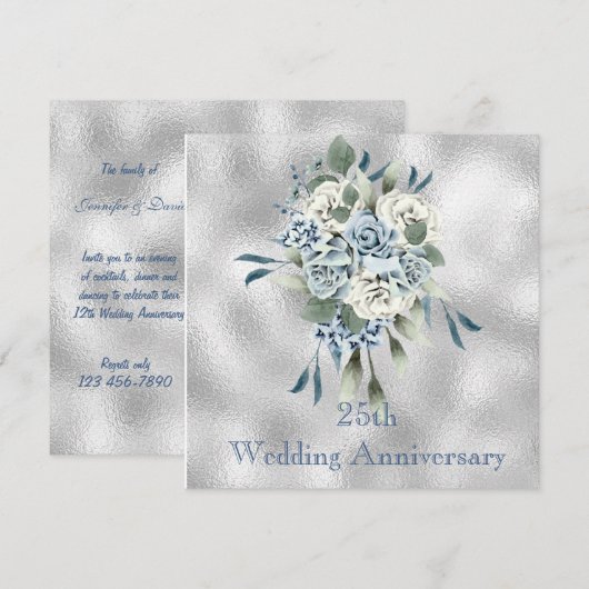 Stofbloem Bruiloft Jubileum Uitnodiging (Voorkant / Achterkant)