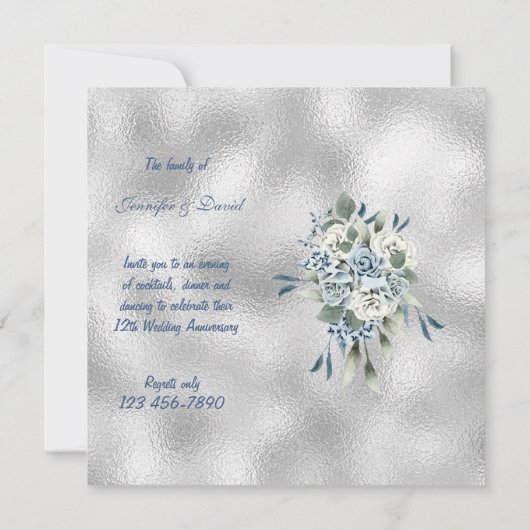 Stofbloem Bruiloft Jubileum Uitnodiging (Achterkant)