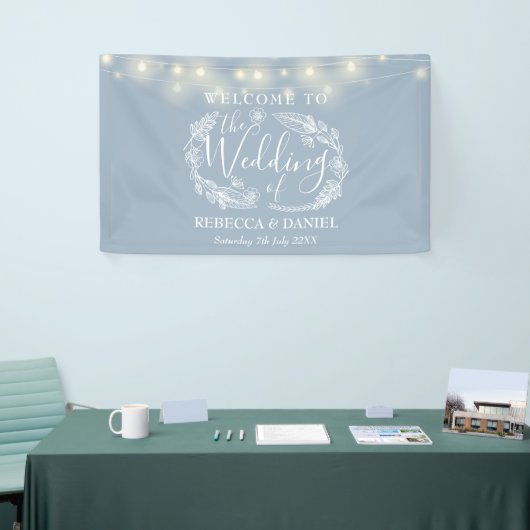 Stofbloem Bruiloft met bloemenslingerscript Spandoek (Beurs)