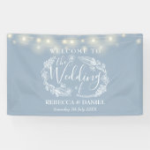 Stofbloem Bruiloft met bloemenslingerscript Spandoek (Horizontaal)