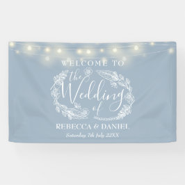 Stofbloem Bruiloft met bloemenslingerscript Spandoek