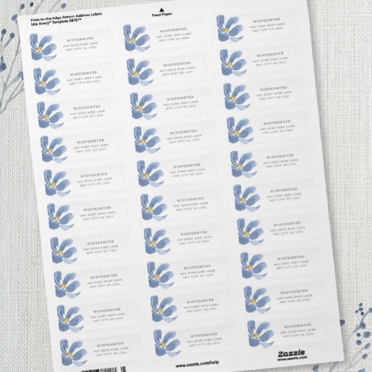 Stofbloem bruiloft retouradres etiket