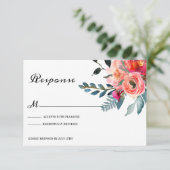 Stofbloem Bruiloft RSVP Kaart (Staand voorkant)