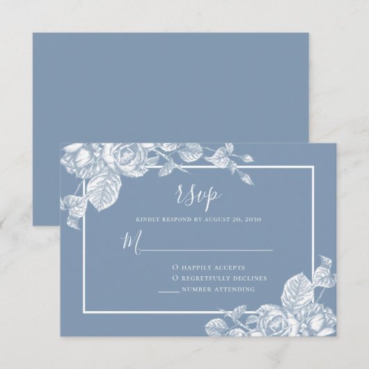 Stofbloem Bruiloft RSVP Kaartje (Voorkant / Achterkant)
