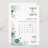 Stofbloem Bruiloft Save The Date Kaart (Voorkant / Achterkant)