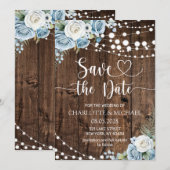 Stofbloem Bruiloft 'Save the Date' Kaart (Voorkant / Achterkant)