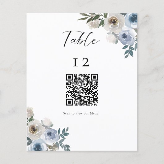 Stofbloem Bruiloft Tafel QR Code Bruiloftsmenu (Voorkant)