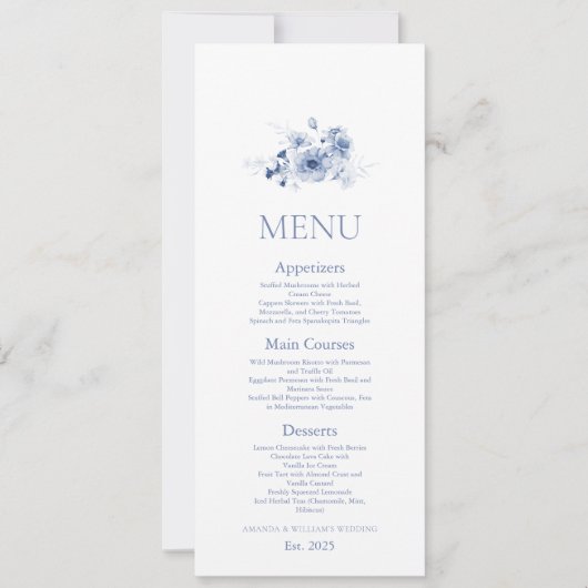 Stofbloem Bruiloftsmenu kaart (Voorkant)