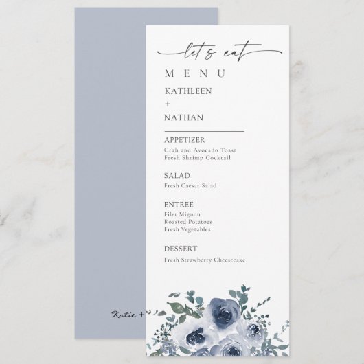 Stofbloem Bruiloftsmenu Menu (Voorkant / Achterkant)