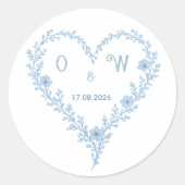 Stofbloem Bruiloftsmonogram Ronde Sticker (Voorkant)