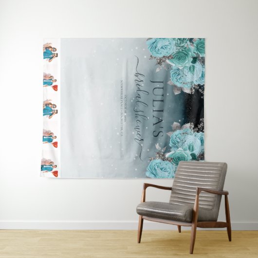 Stofbloem Bruiloftsshower Foto Wandkleed (In Situ (horizontaal))
