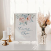 Stofbloem bruiloftsshowers in stoffig blauw poster