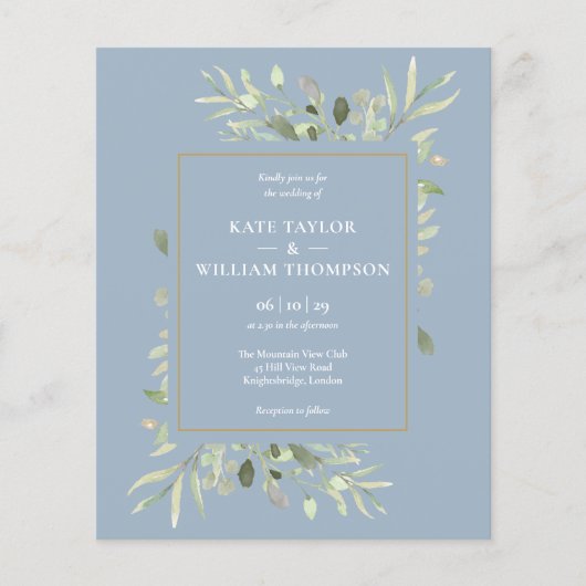 Stofbloem Budget Huwelijksuitnodiging met Foto (Voorkant)