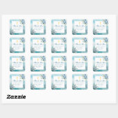 Stofbloem Doop Jongen Vierkante Sticker (Vel)