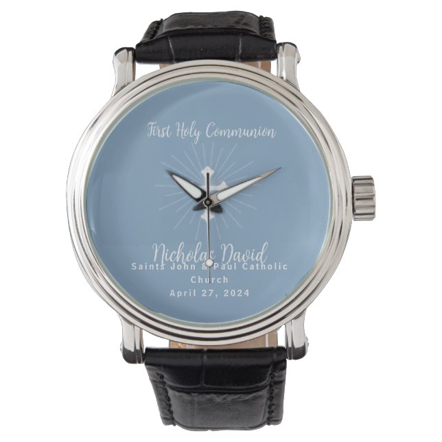 Stofbloem Eerste Communie met Kruis Horloge (Voorkant)