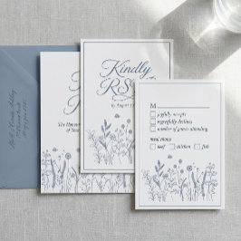 Stofbloem Elegant Script Trouw RSVP Kaartje