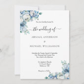 Stofbloem Elegante Formele Script Bruiloft Kaart (Voorkant)