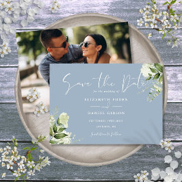 Stofbloem Elegante Groene Bloemige Foto Bruiloft Save The Date