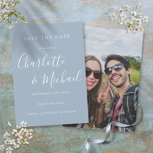 Stofbloem Elegante Handtekening Script Foto Save The Date