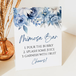 Stofbloem Elegante Moderne Mimosa Bar Reclamebord Met Voetstuk
