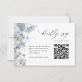 Stofbloem Elegante QR Code Bruiloft RSVP Kaartje (Voorkant)