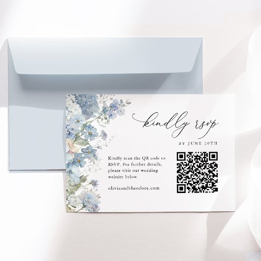 Stofbloem Elegante QR Code Bruiloft RSVP Kaartje