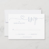 Stofbloem Elegante Script Hart Eenvoudig RSVP Kaartje (Voorkant)